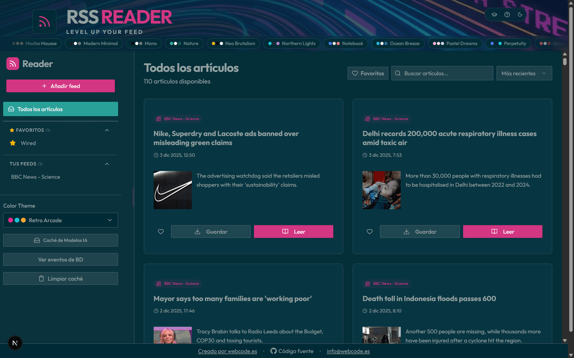 Vista general de RSS Reader