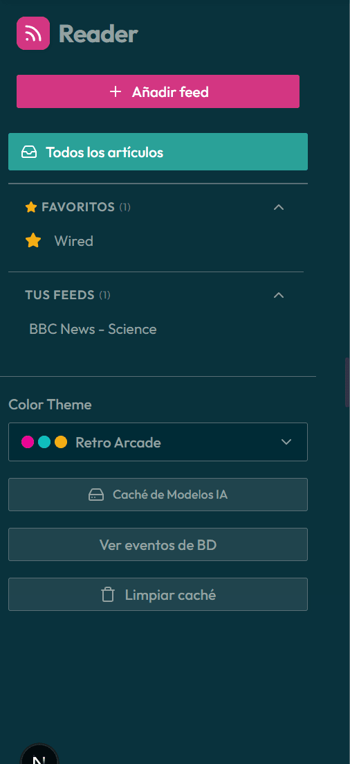 Menú lateral con opciones de navegación